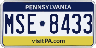 PA license plate MSE8433