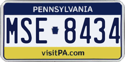 PA license plate MSE8434