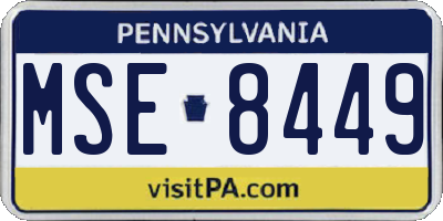PA license plate MSE8449