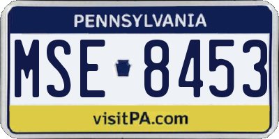 PA license plate MSE8453