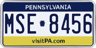 PA license plate MSE8456