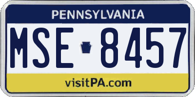 PA license plate MSE8457