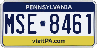 PA license plate MSE8461