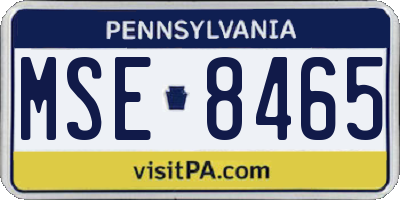 PA license plate MSE8465