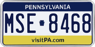 PA license plate MSE8468