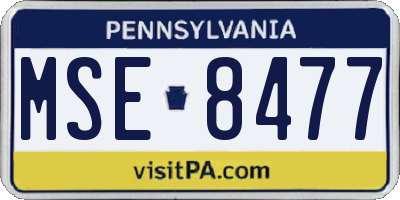 PA license plate MSE8477