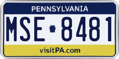 PA license plate MSE8481