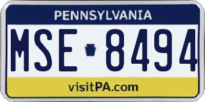 PA license plate MSE8494