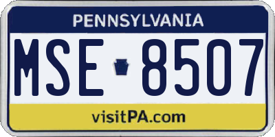 PA license plate MSE8507