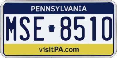 PA license plate MSE8510