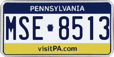 PA license plate MSE8513