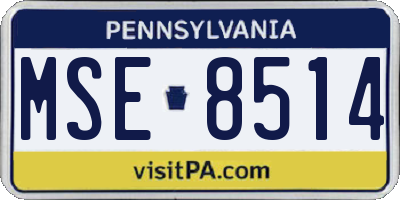 PA license plate MSE8514
