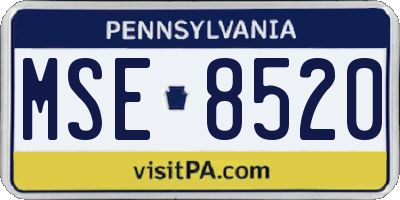 PA license plate MSE8520
