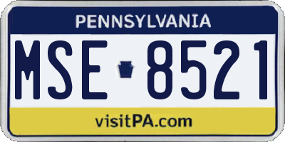 PA license plate MSE8521