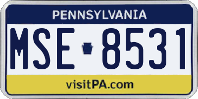 PA license plate MSE8531