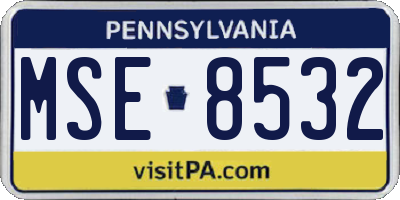 PA license plate MSE8532
