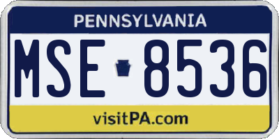 PA license plate MSE8536