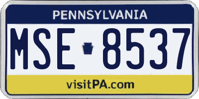 PA license plate MSE8537