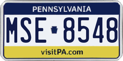 PA license plate MSE8548