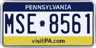 PA license plate MSE8561