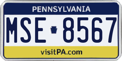 PA license plate MSE8567