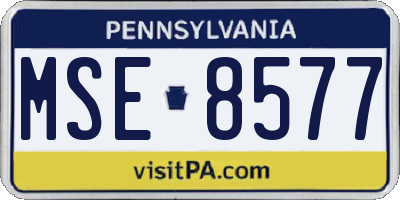 PA license plate MSE8577