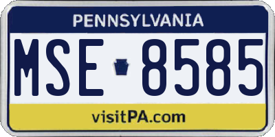 PA license plate MSE8585