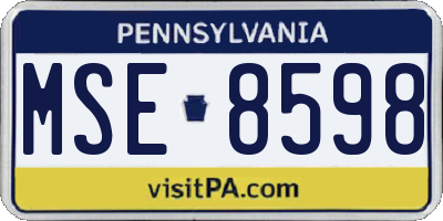PA license plate MSE8598