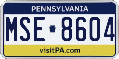 PA license plate MSE8604