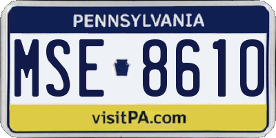 PA license plate MSE8610