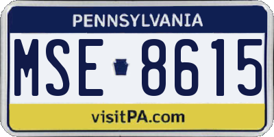 PA license plate MSE8615