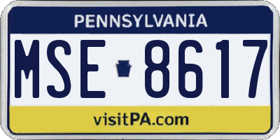 PA license plate MSE8617