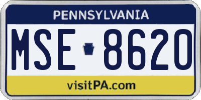 PA license plate MSE8620