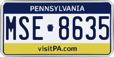 PA license plate MSE8635