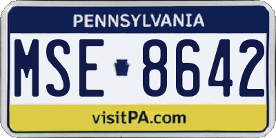 PA license plate MSE8642