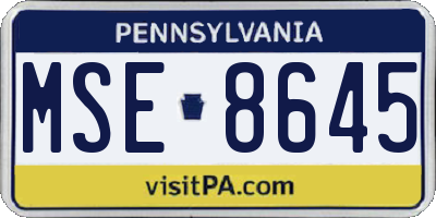 PA license plate MSE8645