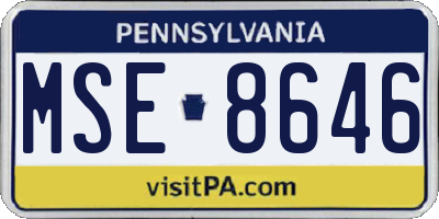 PA license plate MSE8646