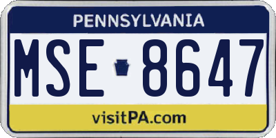 PA license plate MSE8647