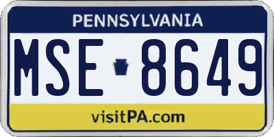 PA license plate MSE8649