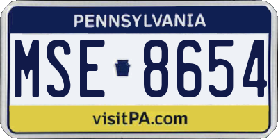 PA license plate MSE8654
