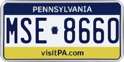 PA license plate MSE8660