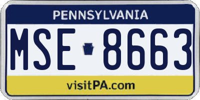 PA license plate MSE8663