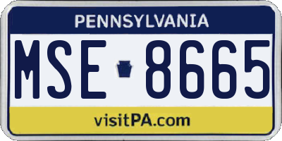 PA license plate MSE8665