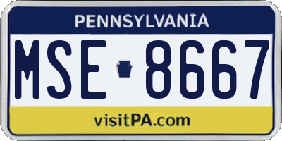 PA license plate MSE8667