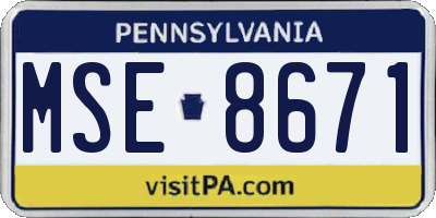 PA license plate MSE8671