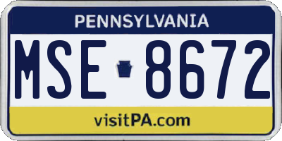 PA license plate MSE8672