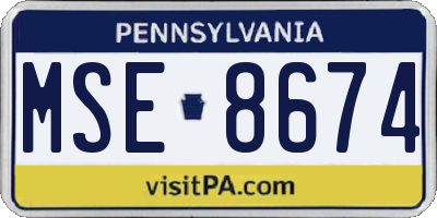 PA license plate MSE8674