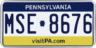 PA license plate MSE8676