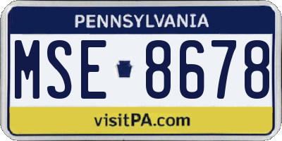 PA license plate MSE8678