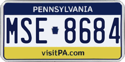 PA license plate MSE8684